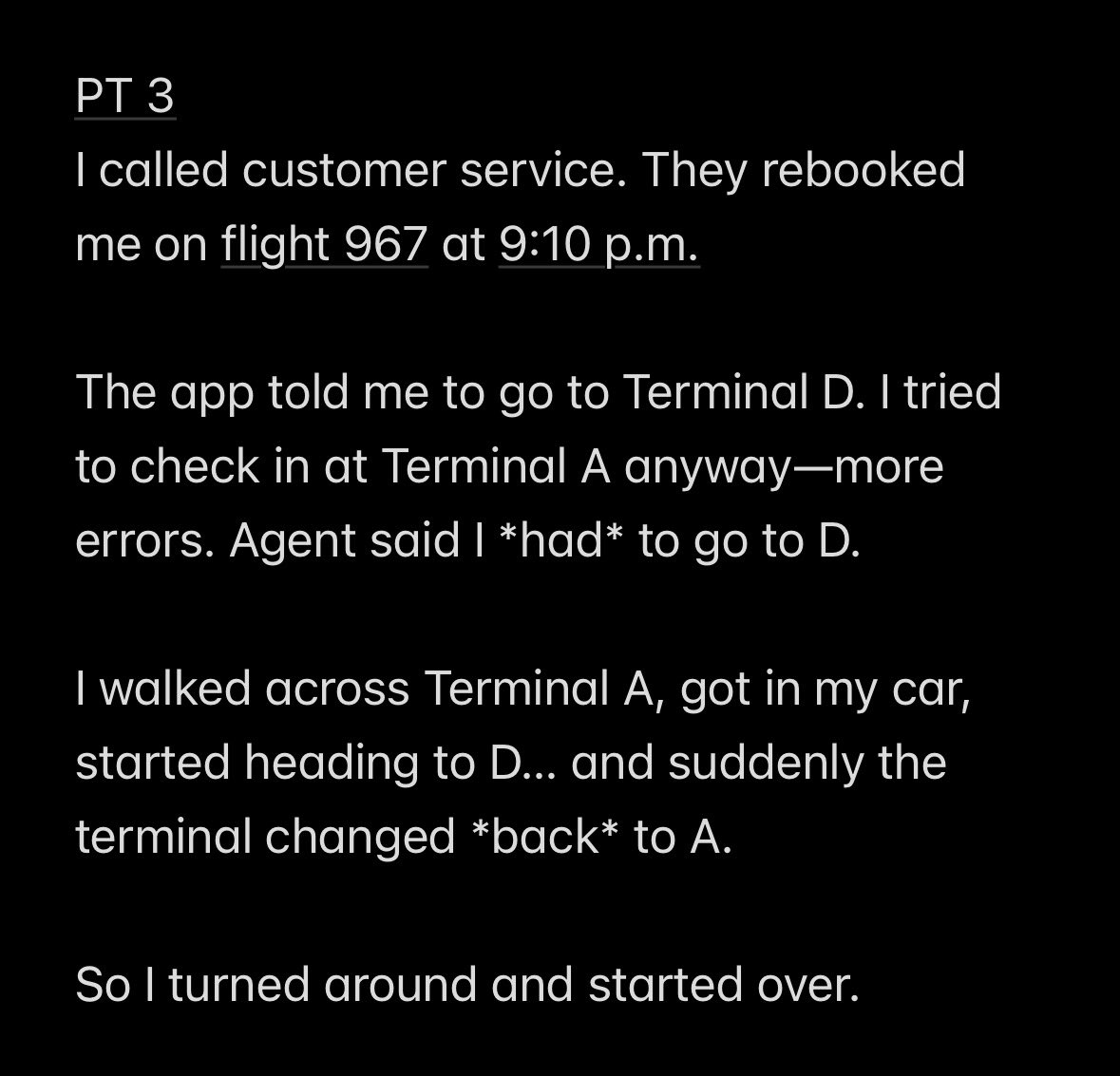 mr_cco's tweet photo. @SweeneyABC The lies to escape accountability. I spent 30+ hrs at DFW, bouncing between terminals, stuck in lines, on hold, or trapped on hot planes that never departed - I was repeatedly told it was “weather” when the real, repeated issue was chronic understaffing, poor planning, &amp; mismgmt https://t.co/ZXOSv59taN
