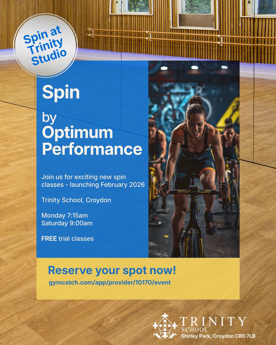 TrinityCroydon's tweet image. 🚴‍♀️ Spin classes are coming to the new Trinity Studio!

High-energy, motivating workouts in our brand-new Studio. All abilities welcome.

📅 Reserve your spot now: gymcatch.com/app/provider/1…

#TrinityStudio #SpinClass #TrinitySchool
