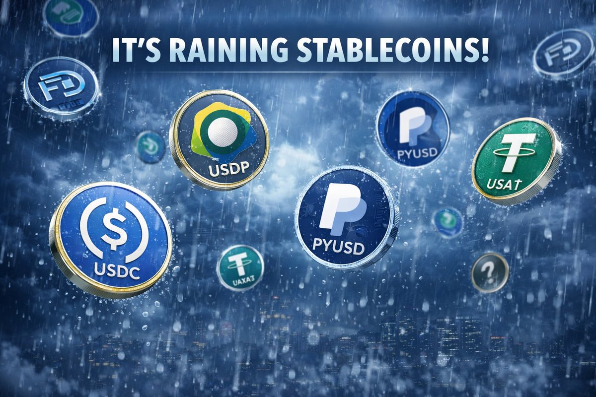 AgentM_Tech's tweet image. 1/ It's raining Stableocoins this week. Yesterday, Tether announced the official launch for #USAT, its US regulated stablecoin. This morning Fidelity revealed #FIDD, signaling its view that the future of banking and settlement is onchain.🧵