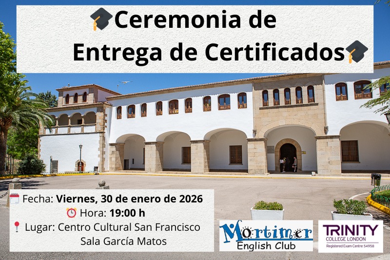 Este viernes será la Ceremonia de Entrega de Certificados Trinity College London en el Complejo San Francisco.Un momento para reconocer los logros de nuestros alumnos. Os esperamos a todos con muchísima ilusión para compartir juntos una tarde muy especial #Trinity #GESE #Caceres