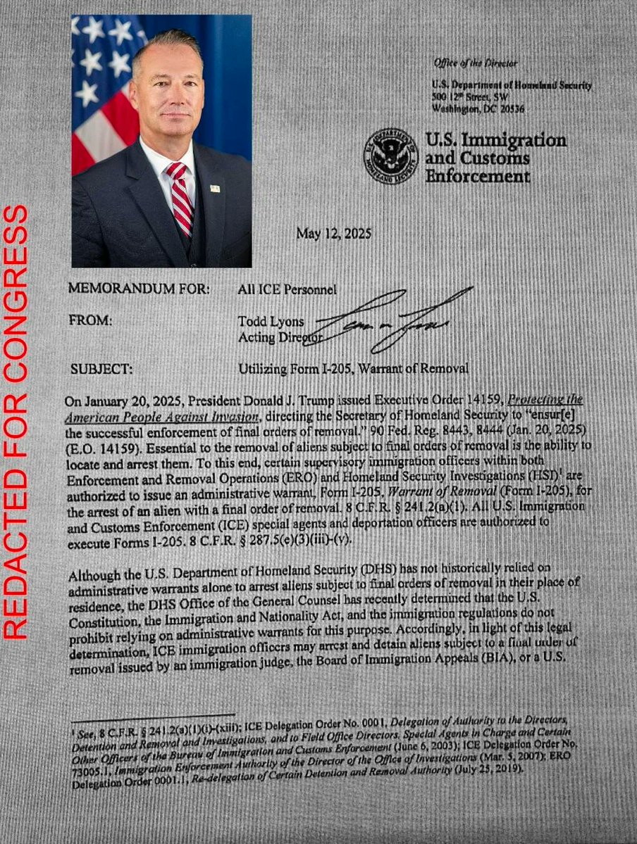 Todd Lyons secretly told ICE to ignore the 4th Amendment. This admin is getting away with outright ignoring the Constitution.

(*make sure you read the disclaimer at the end of page 3)