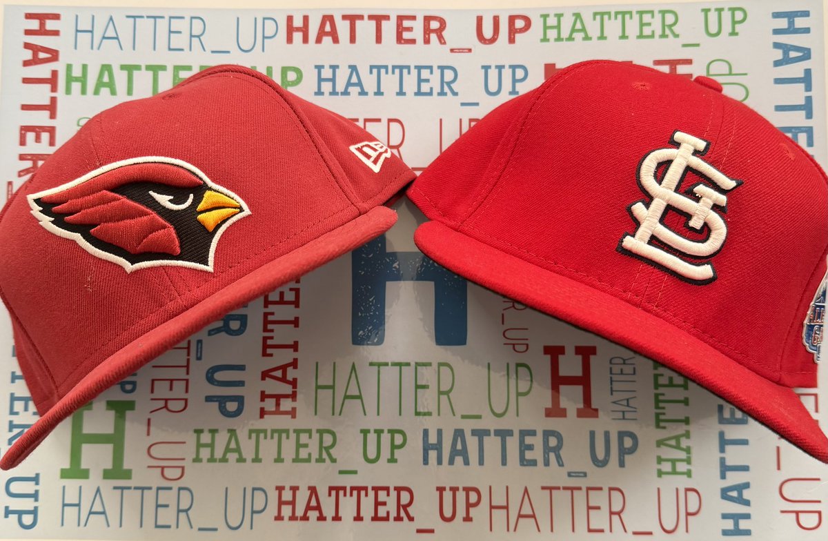 Hatter_up's tweet photo. This wk I’ll be wearing 2 Hats each Day (Not at the Same Time) Each with the Same Name but From a different Sport Today is the Baseball⚾️ Football🏈 Combo of the STL @Cardinals and @AZCardinals MLB #NFL #Cardinals  #HatsoftheDay #HatCollector #Day3 #FittedHatSociety #UnitedByCaps https://t.co/9mCHFzX3K1