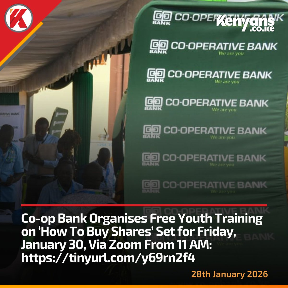 Co-op Bank organises free youth training on ‘How To Buy Shares’ 

Click link: tinyurl.com/y69rn2f4 #CoopBankExcellence