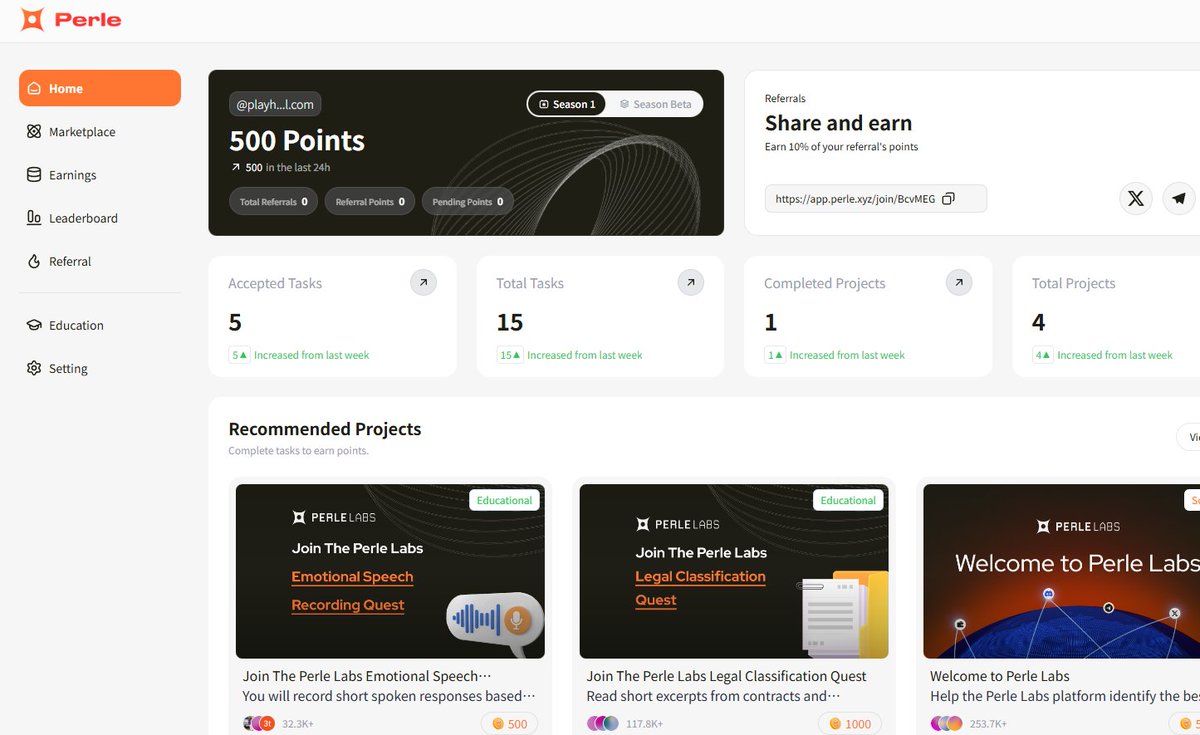 最近比较火的0撸项目，融资1750 万美元
<a href="/PerleLabs/">Perle Labs</a> 是一个AI数据训练协议，目前已成功融资 1750 万美元，由知名投资机构如 CoinFund、HashKey Capital 和 Framework Ventures 支持。

1，使用邮箱/钱包注册 
2，完成社交任务：需要绑定推特、dc、tg 
3，完成合同任务、标注任务、医疗任务