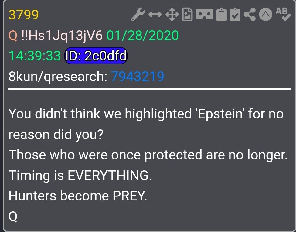 You didn't think we highlighted 'Epstein' for no reason did you?
Those who were once protected are no longer.
Timing is EVERYTHING.
Hunters become PREY.
