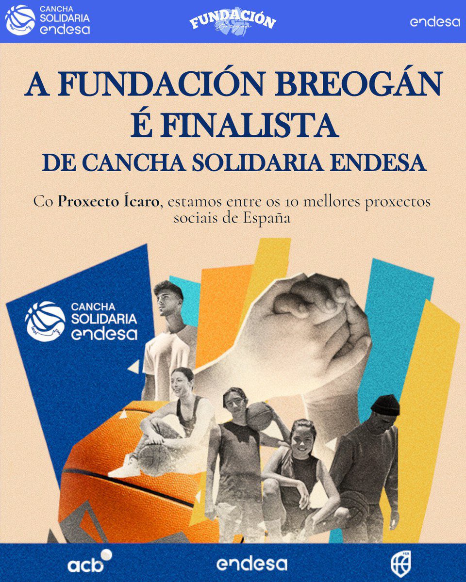 🏀✨ A Fundación Breogán é finalista de Cancha Solidaria Endesa co Proxecto Ícaro.

Entre máis de 150 proxectos sociais de toda España, estamos no Top 10 nacional.

👉 Xa podes votar aquí:
endesabasketlover.com/cancha-solidar…

O baloncesto segue sendo ferramenta de transformación social. 💙