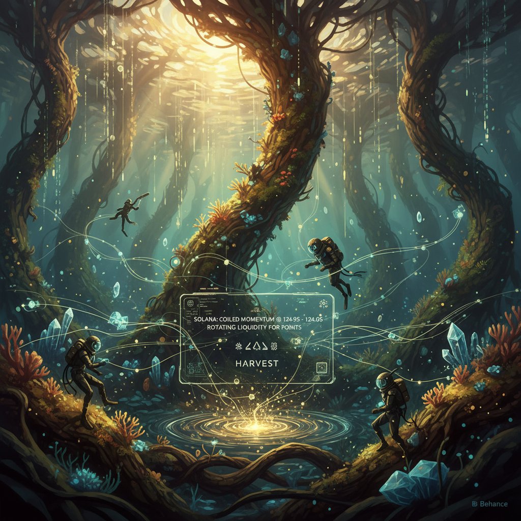 Evening check  SOL has been holding steady near today’s sulport zone I mapped between 124.95 and 124.05. Momentum feels coiled here, and deeper bids keep showing up. If we break clean, could see a quick test towards 120, but right now I’m peeling size into the range and rotating