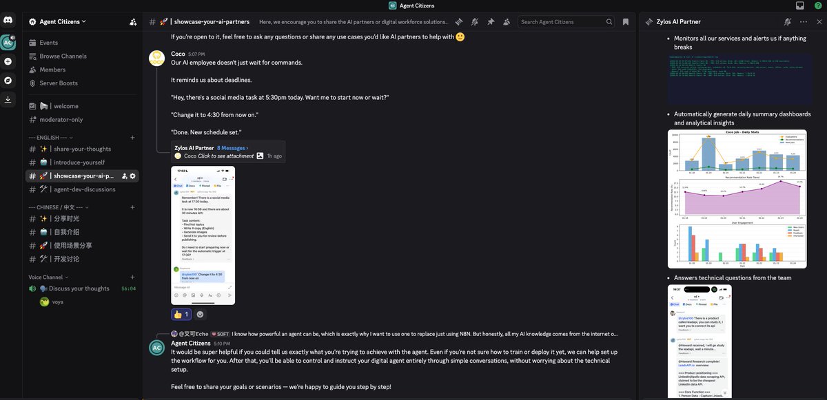 AgentCitizens's tweet image. discord.com/channels/14653…

Today’s AI partner showcase is live! Take a look and let us know which projects excite you the most 👀💬 #AI #DigitalWorkers #Showcase