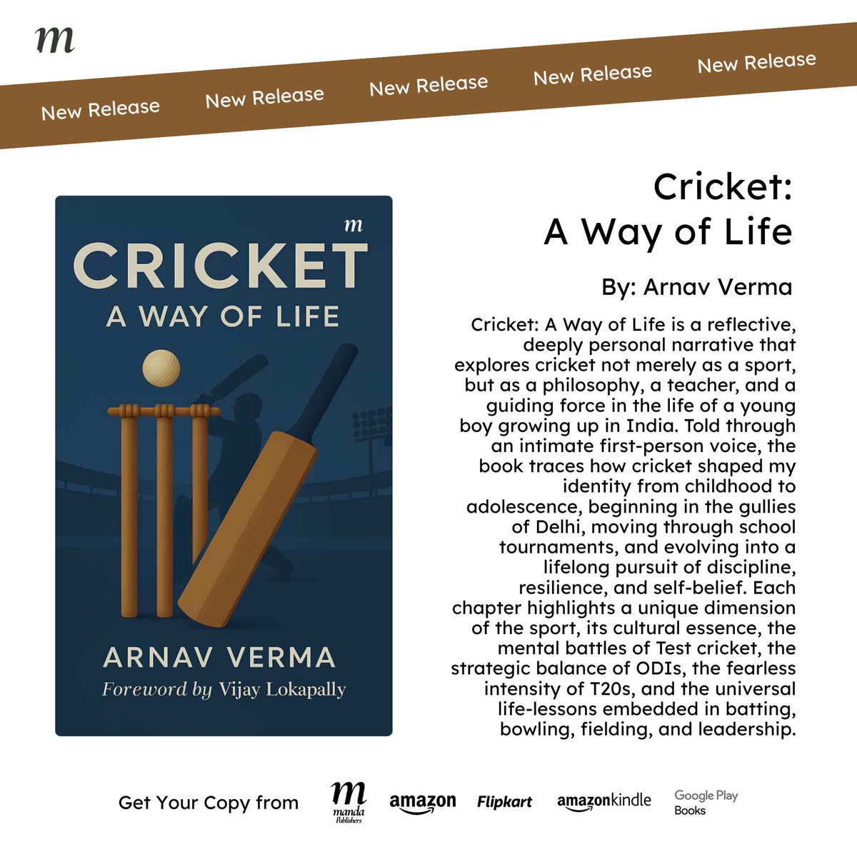 cricketArnav's tweet photo. I’m excited to share that I’m now a published author 📚
My book Cricket: A Way of Life is officially live! What started as a passion project is now a published work exploring my love for cricket and storytelling.

📘 Paperback &amp; Kindle: https://t.co/f3cRwCkDgE

#Cricket #Sports https://t.co/PEjtbiU4cL