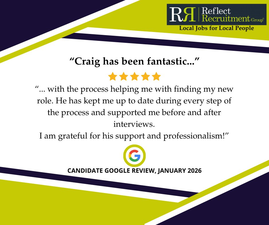 A wonderful review coming in recently for our Grantham office and this time it's for Craig, our Consultant in the Industrial sector. He recently helped the candidate into full-time work. Always nice when we are recognised! Get in touch if you'd like to see how we can help 😀