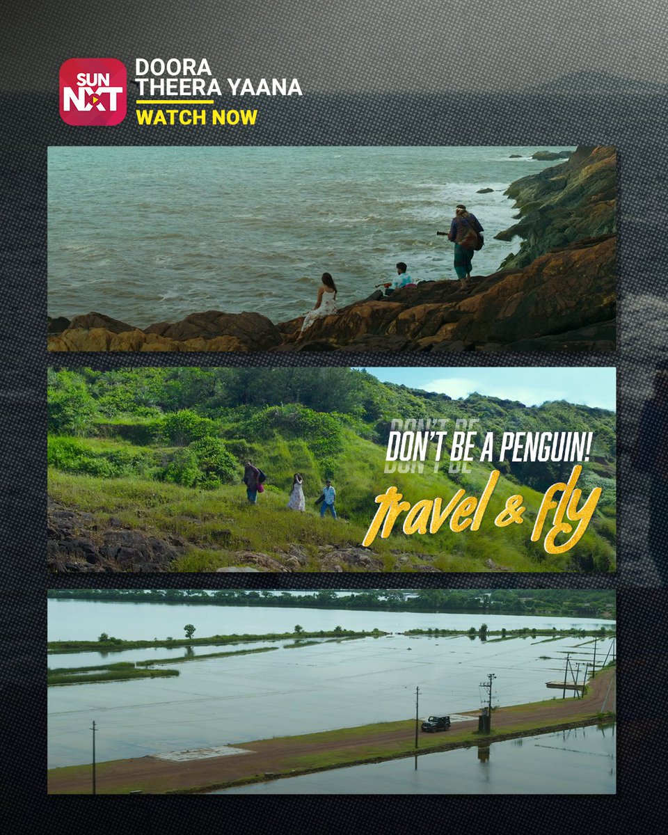 sunnxt's tweet photo. Tag your travel buddy 

Stream these travel stories now

[Jigiris movie, Doora Theera Yaana film, Goa movie, travel based movies, road trip films, friendship travel stories, feel-good cinema, youth travel movies, wanderlust films, Sun NXT movies]

#Jigiris #DooraTheeraYaana #Wanderlust #SunNXT