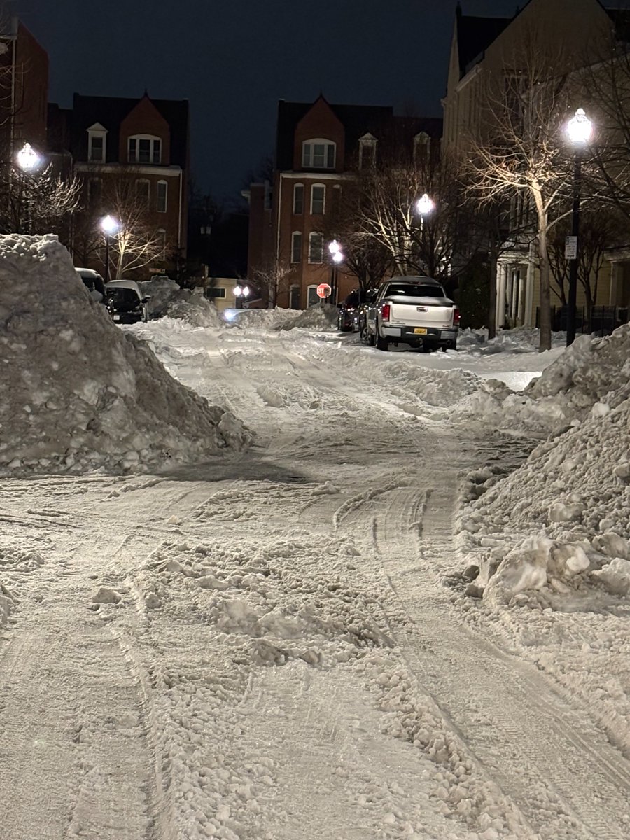 AlexandriaVAPD's tweet image. Snow-covered roads remain hazardous, especially overnight and early morning. These photos, taken over the last few nights by our midnight officers, show slick conditions—and even a herd of deer. Slow down and stay alert. #OneAlexandria #OneAPD AlexandriaVA.gov