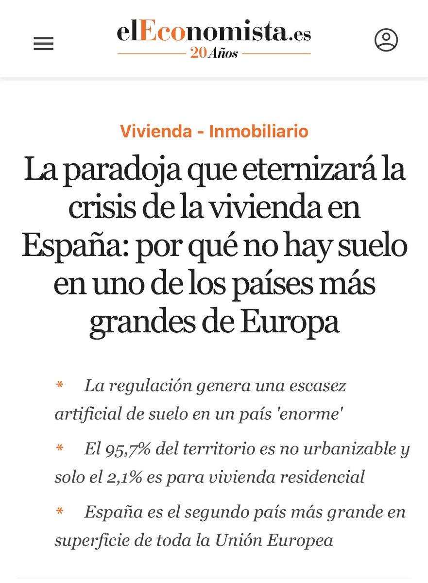 "El trabajo realizado por <a href="/danfmsg/">Daniel Fernández Méndez</a>, <a href="/SantiCalvo_Eco/">Santiago Calvo</a> y Gonzalo Melián (...) sostiene que la oferta de suelo en España está constreñida por un modelo urbanístico altamente intervenido que concentra en la Administración la asignación de usos y edificabilidad". - <a href="/elEconomistaes/">elEconomista.es</a>