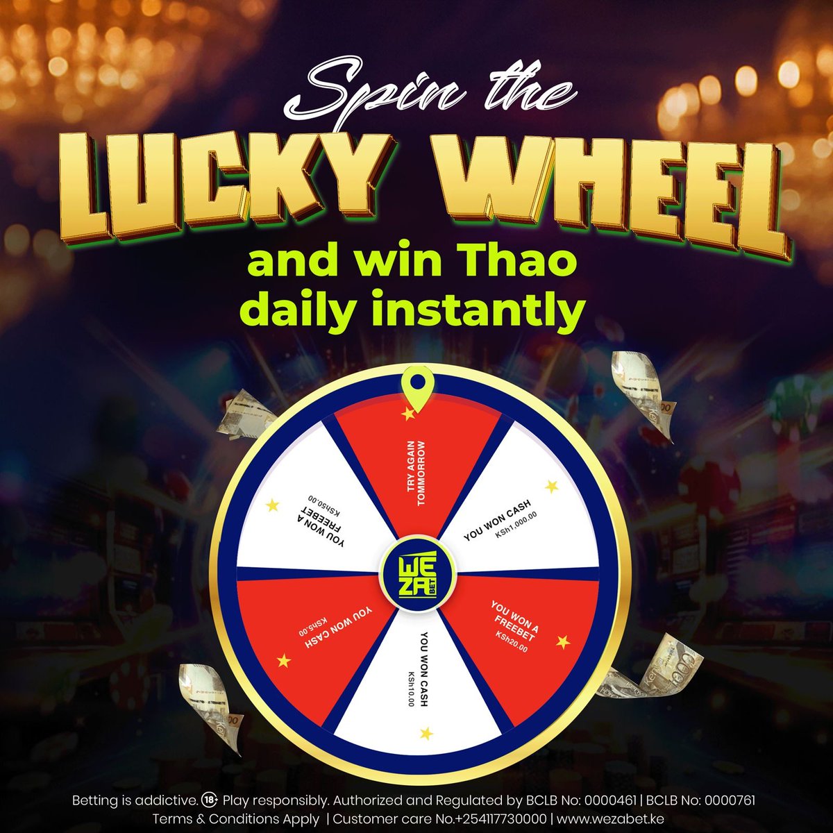 MrOnsase's tweet image. WezaBet offers daily chances to win instant cash prizes through its exciting spin feature.
WEZA69 
#Nairobivibes
#SpinTheWheel
@wezabet