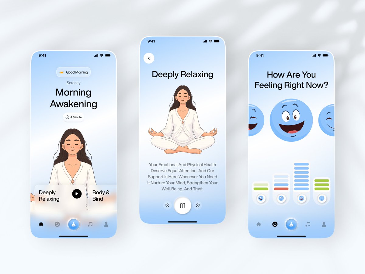 SahilDobariya24's tweet photo. Mindora ✧ Mindfulness & Meditation App 🧘♀️✨
We’re making mental wellness accessible, intuitive, and beautiful. From morning awakenings to deep relaxation, find your calm anywhere, anytime.
Check out the UI! 👇
#Mindfulness #HealthTech #Mindora #AppDesign https://t.co/YswlibbOG8