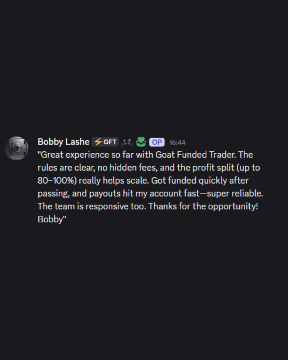 Proud to share real feedback from our traders.

These are real experiences, shared directly by traders who trusted Goat Funded Trader and got paid.

From fast rewards, to responsive support, to clear and fair rules..

the message is consistent across every testimonial.

This is