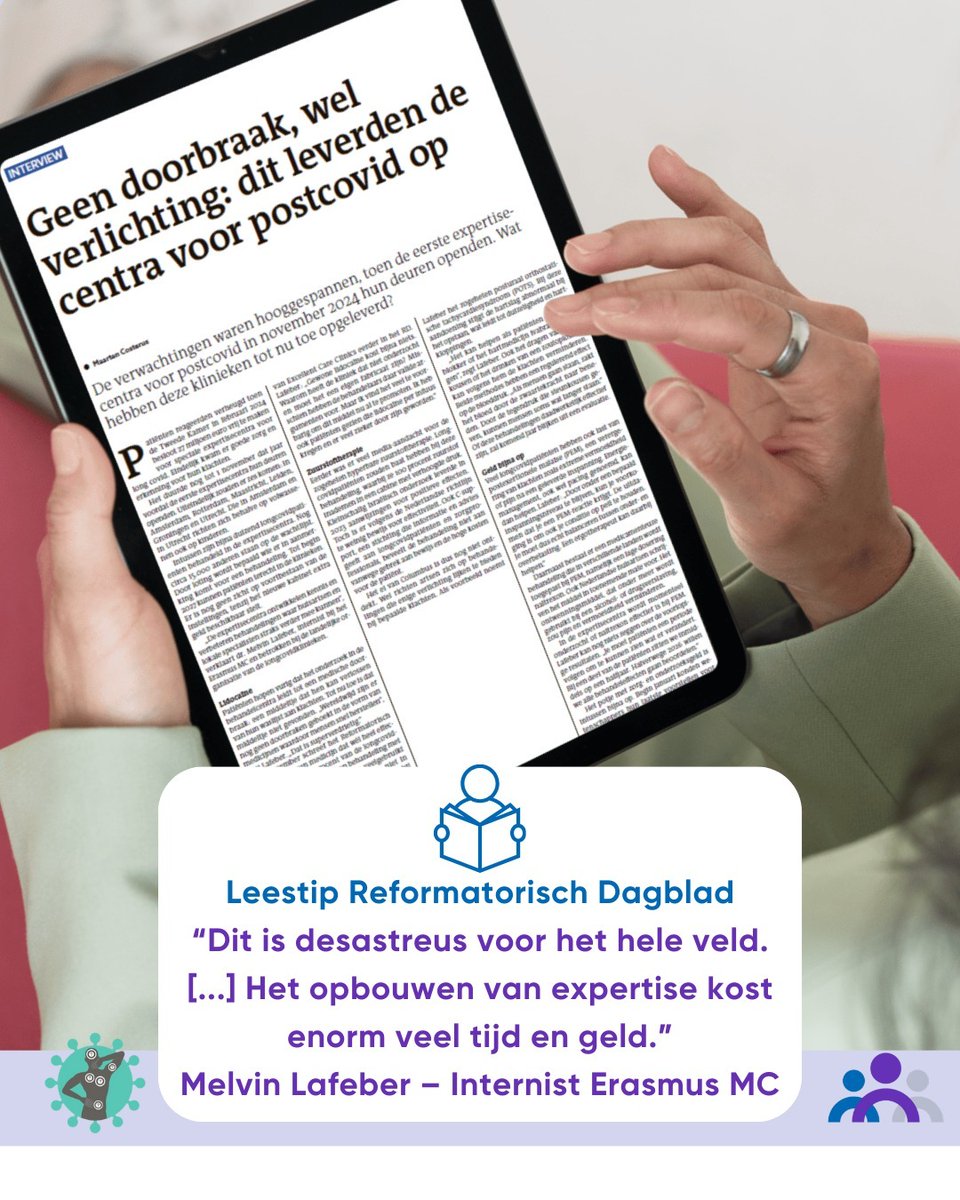 📣 Dat het geld voor zorg en onderzoek opraakt, is vernietiging van wat tot nu toe is opgebouwd

In een zorgvuldig artikel bij het Reformatorisch Dagblad laat Maarten Costerus zien wat de post-covid-expertisecentra tot nu toe hebben opgeleverd. Geen snelle doorbraken, maar wel