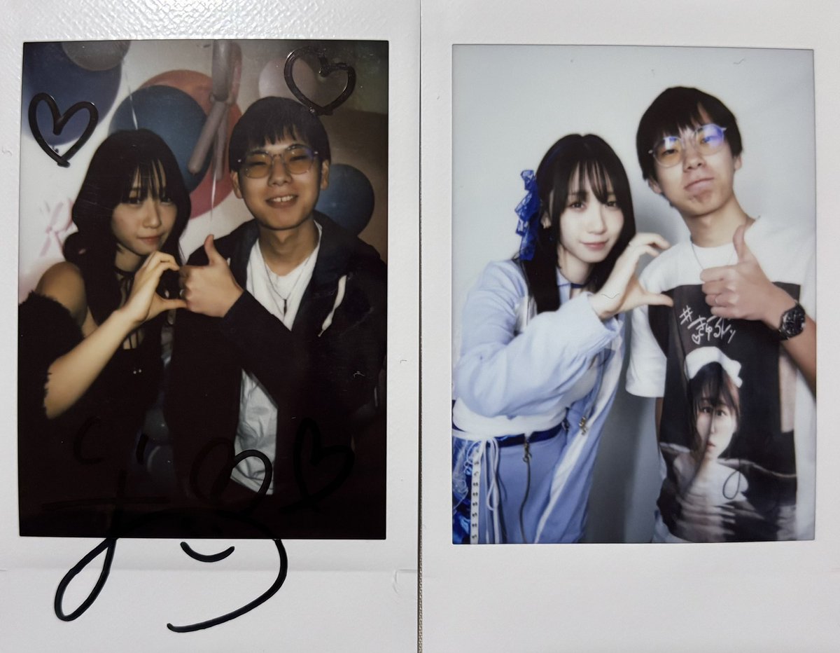 c*o様 ジャスティン、りっくんチェキ チェキのポーズは初めて撮ったときと同じ片思いハートにしてもらった