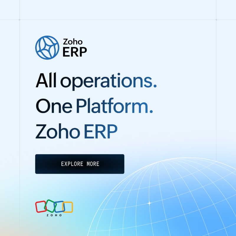 ZohoERP's tweet photo. With Zoho ERP, you can unify all your core functions to improve coordination across teams and direct resources towards strategic decisions rather than manual workflows.