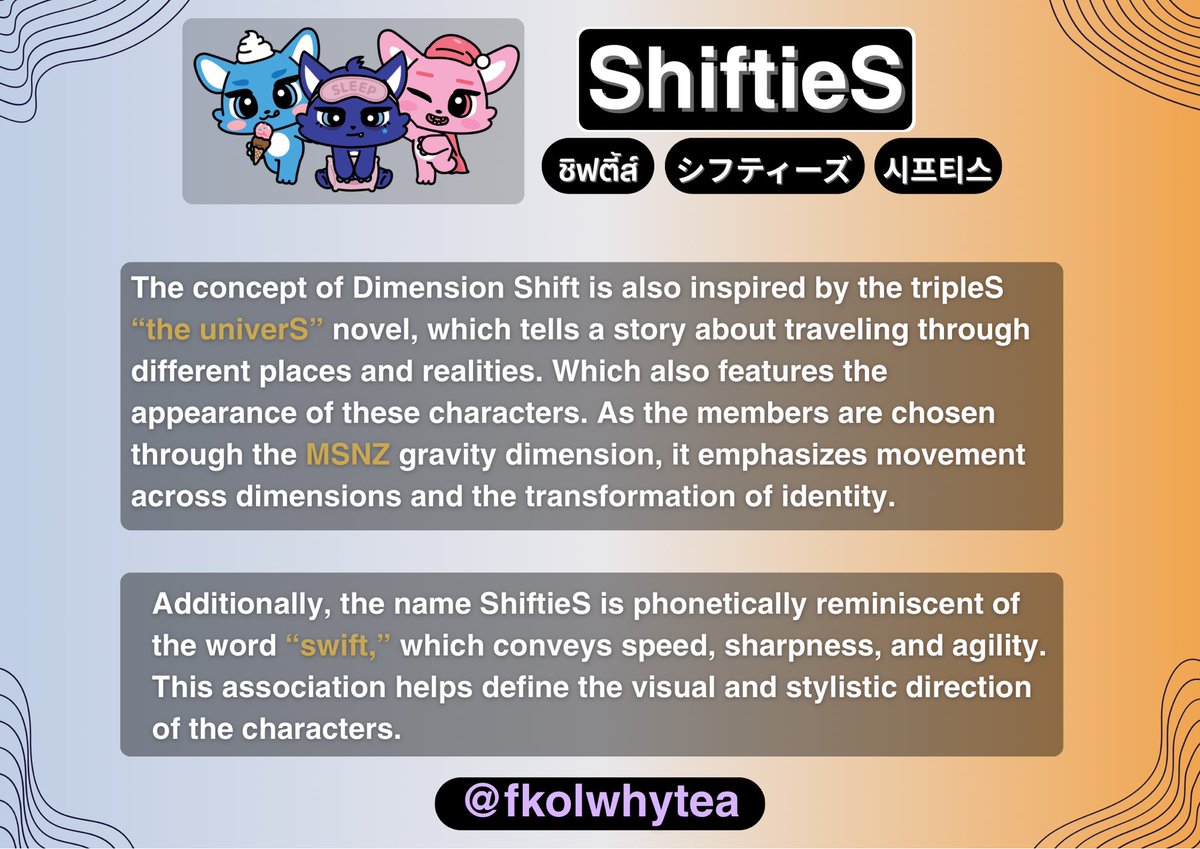 fkolwhytea's tweet image. Here’s my concept for the character name “ShiftieS.” I hope you enjoy reading my concept, and feel free to let me know your opinion about it! 🙇‍♂️💗
