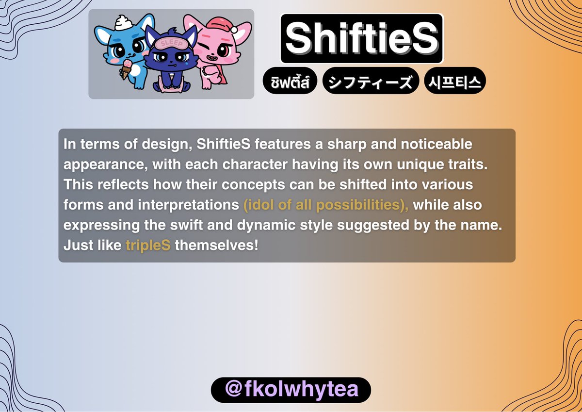 fkolwhytea's tweet image. Here’s my concept for the character name “ShiftieS.” I hope you enjoy reading my concept, and feel free to let me know your opinion about it! 🙇‍♂️💗