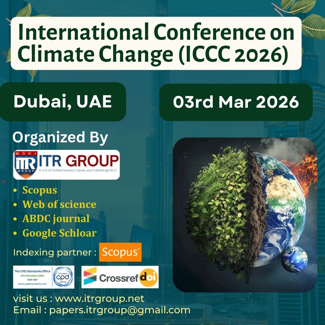 group_itr's tweet photo. 🌍 ICCC 2026 – International Conference on Climate Change📍 Dubai, UAE | 📅 03 Mar 2026

📚 Scopus / WoS / UGC CARE / SCI journals

Event Link:
🔗 https://t.co/DxJVd8vj60

#itrgroup #ClimateAction #DubaiConference #Sustainability #GreenEnergy https://t.co/eGS8rAp7xH