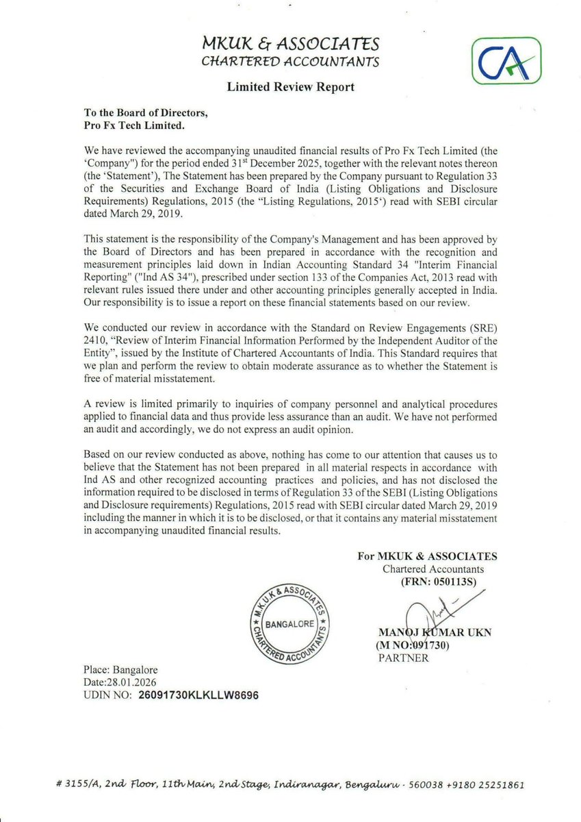 nileshkurhade's tweet photo. 📌 Pro FX Tech Limited informed the exchange about its approval for the financial results for the period ended December 31, 2025. #SME #PROFX 📄🧾 https://t.co/Hs7fFVsLbO