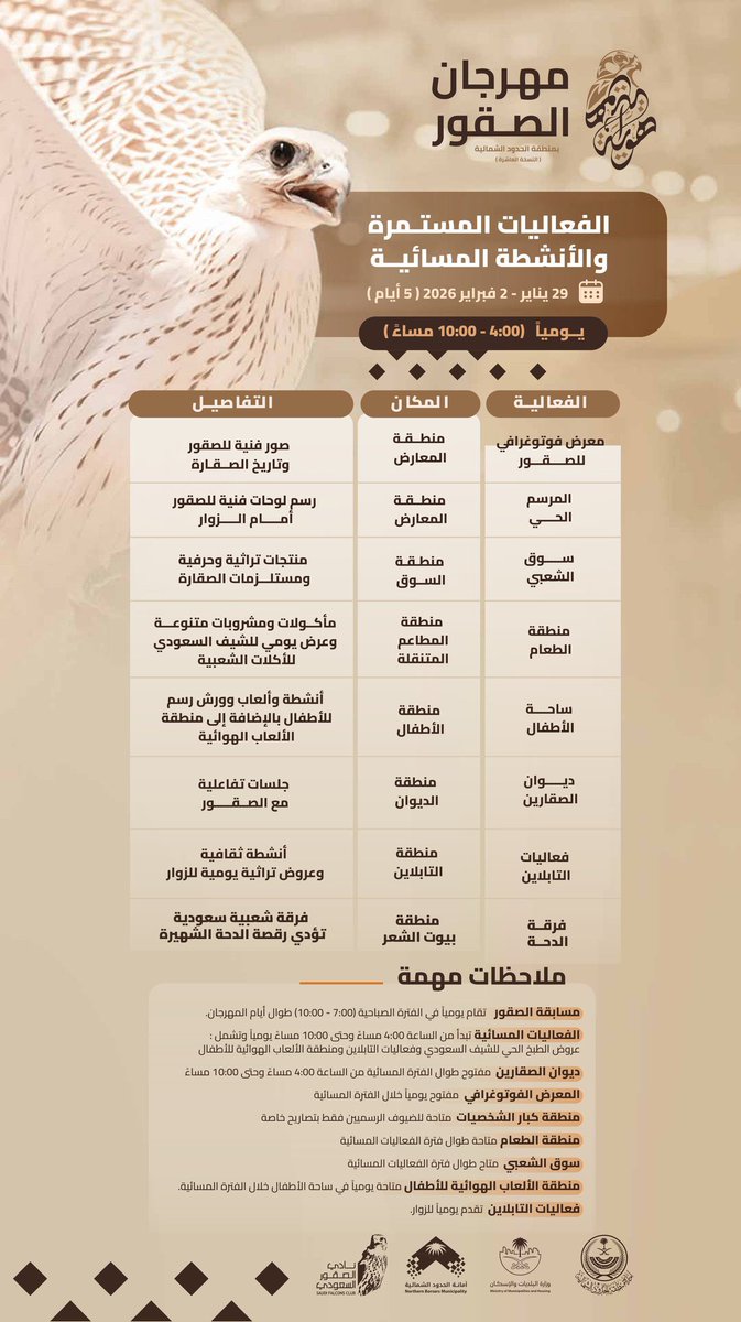 NorthborderSA's tweet photo. الوعد #طريف .. 
حيث تلتقي الأصالة بالتاريخ
في مهرجان الصقور .. نسخة استثنائية تحكي إرث أجدادنا وتجدد فخرنا بموروثنا العريق . https://t.co/HZiRShOUl6