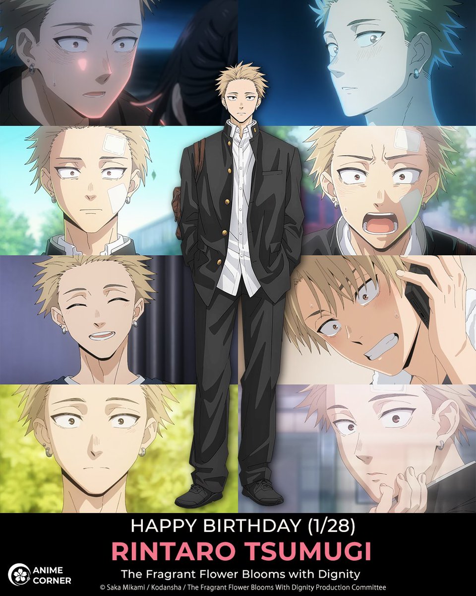 animecorner_ac's tweet image. Happy birthday to the kind and reliable Rintaro Tsumugi! 🍰🎂💛

CV (JP): Yoshinori Nakayama
CV (EN): Robbie Daymond
Anime: The Fragrant Flower Blooms with Dignity