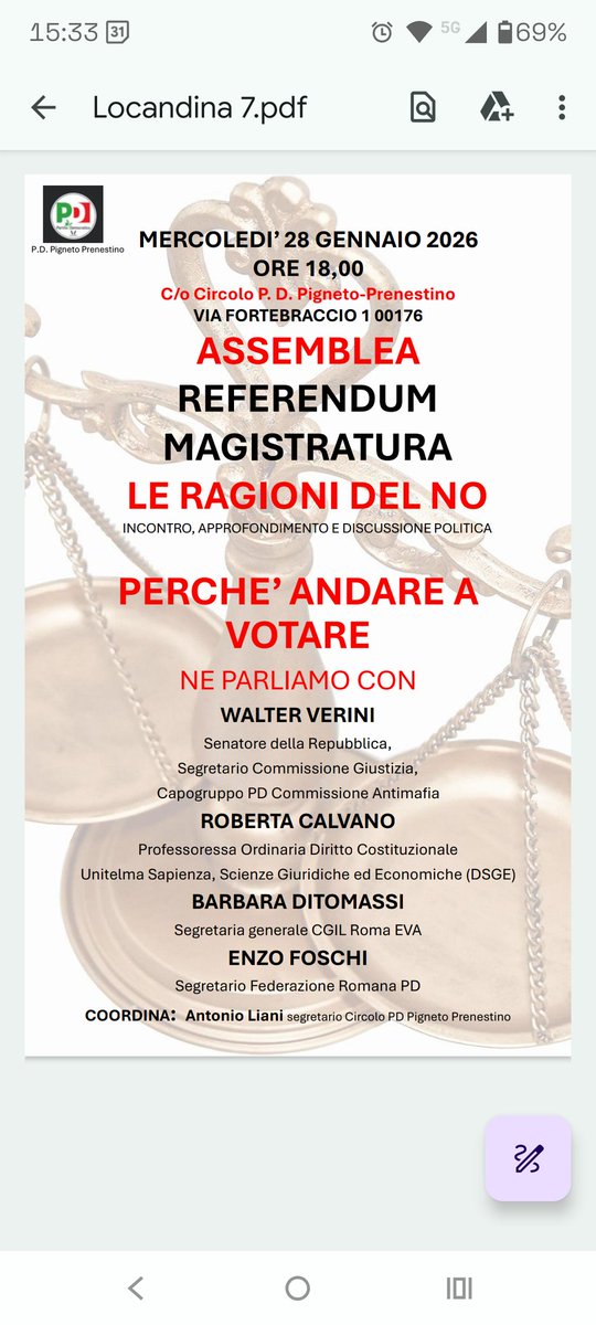 Per gli indecisi romani all'ascolto...Oggi al Pigneto, circolo PD. #Referendum