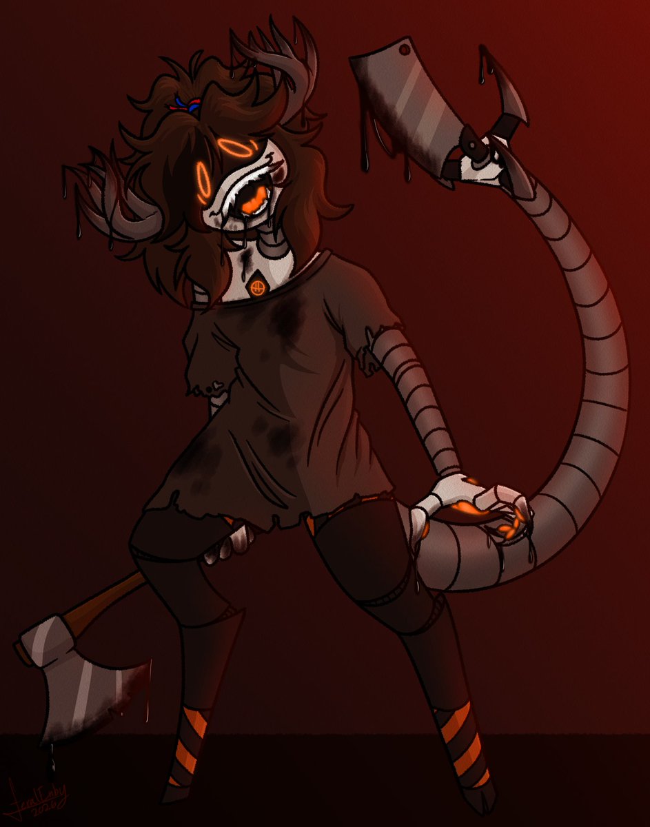 anyways uh. have an alice I drew. it was just supposed to be a sketch but the sleep deprivation art motivation grabbed me by the throat till I finished it

#mdtwt #murderdrones #mdalice #murderdronesalice