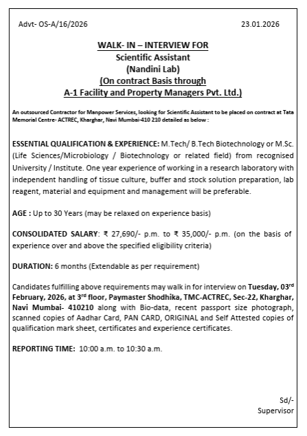 DrVermaNandini's tweet photo. 📢 We are looking for a dynamic and passionate person to join our research group as a Scientific Assistant.
📌 Please join the walk-in interview on 3rd Feb 2026, if you find yourself eligible as per the advertisement. #jobs #MSCJobs #researchjobs #walkin https://t.co/nfGtRHJZrY