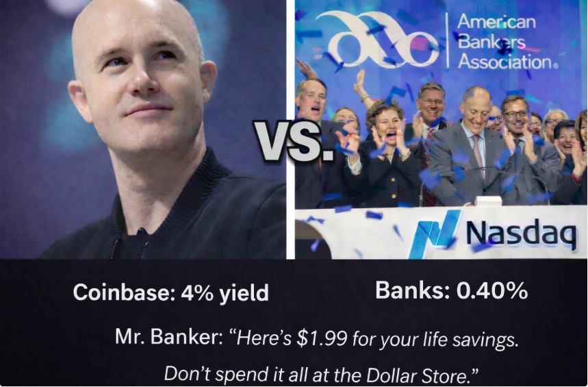 memeworld_x's tweet photo. Coinbase Vs. Banks the stage is set. https://t.co/Ibu8jvwldN
