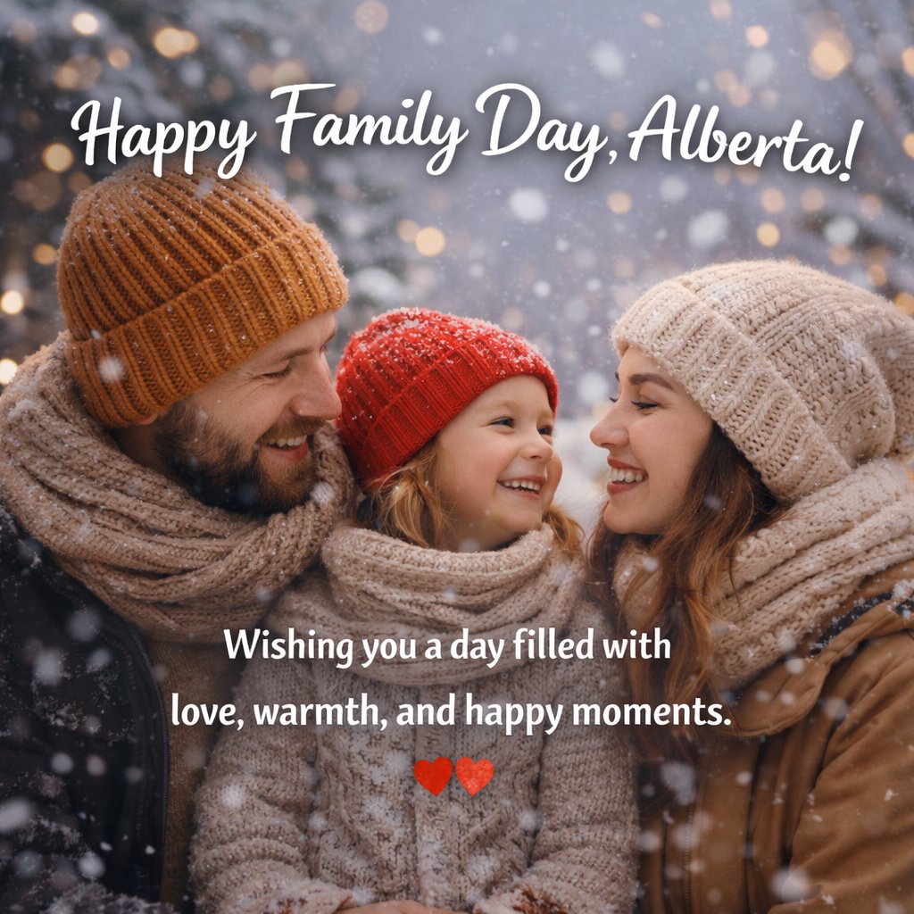𝐇𝐚𝐩𝐩𝐲 𝐅𝐚𝐦𝐢𝐥𝐲 𝐃𝐚𝐲, 𝐀𝐥𝐛𝐞𝐫𝐭𝐚!

Wishing everyone a day filled with love, laughter, and time with the people who matter most. ❄️❤️

#FamilyDay #FamilyDayAlberta #TimeTogether #WinterMoments #AlbertaLife #community