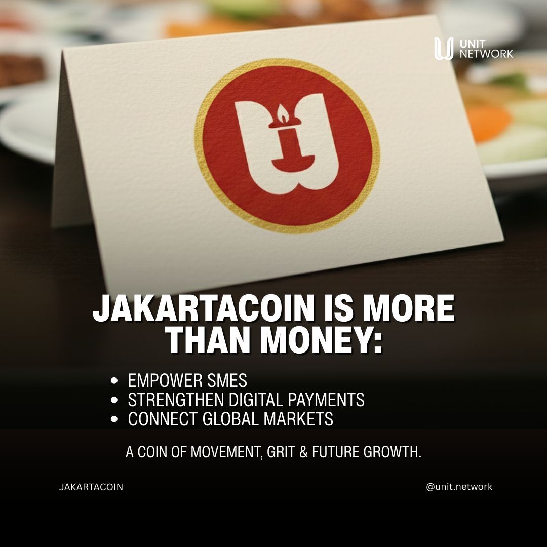 theunitnetwork's tweet image. From local streets to global markets.
Jakarta shows how community, culture, and technology can turn everyday life into real economic power.

#JakartaCoin #UnitNetwork #CommunityDriven #DigitalEconomy #FutureOfCities #Web3Asia