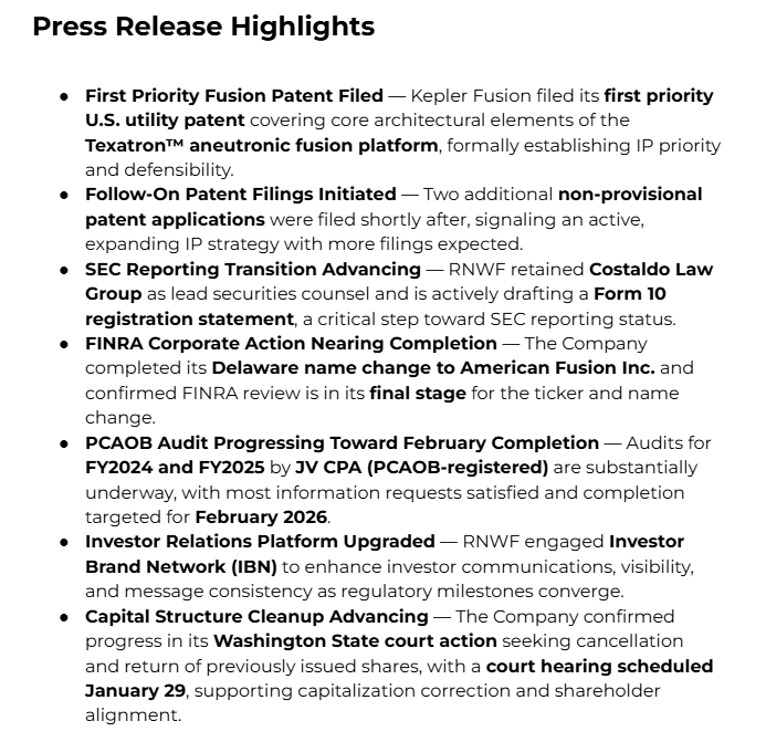 prism_mediawire's tweet photo. $RNWF Press Release Highlights https://t.co/YB75ImiATJ
