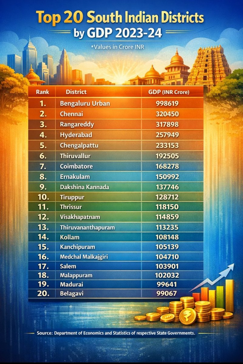 MAY I COME IN⁉️🙋‍♂️

🚀Let's welcome India's new booming Economic Powerhouse 💰🇮🇳

🏅MANGALORE (Dakshina Kannada) ranks 9th in #GDP among South India's districts 📈

💪Once underrated, #Mangalore is now stealing the spotlight🌟🚀

#SiliconBeach #Karnataka #Economy #SouthIndia