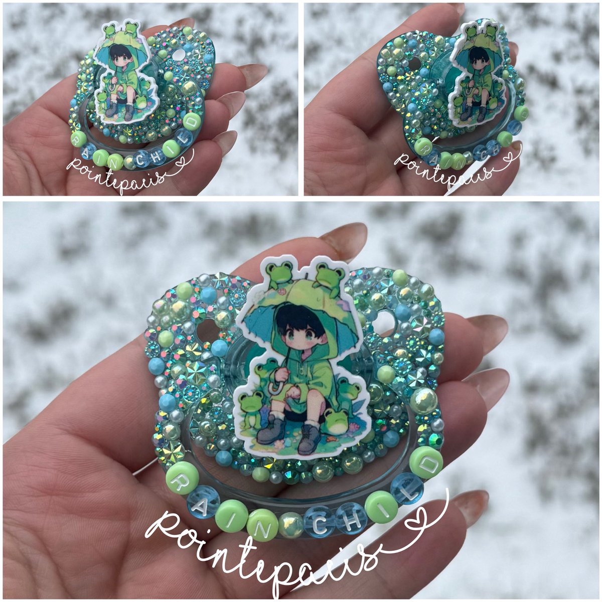 Pointe_pacis's tweet photo. Rain Child paci! Available for $38 plus ship!
#ageretwt #ageregression #agereshop #sfwlittlespace #agere https://t.co/4fHxUVsTHt
