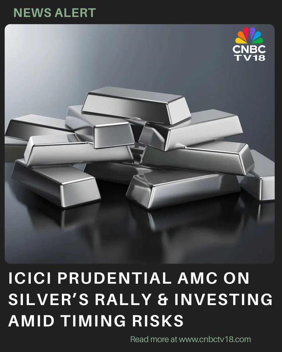 CNBCTV18News's tweet image. Silver prices have risen nearly 188% over the past year, prompting investors to reassess whether it is still prudent to add exposure after the sharp rally. 

Here's what Chintan Haria of ICICI Prudential AMC has to say to investors  

@anshul91_m | #Silver #SilverRally