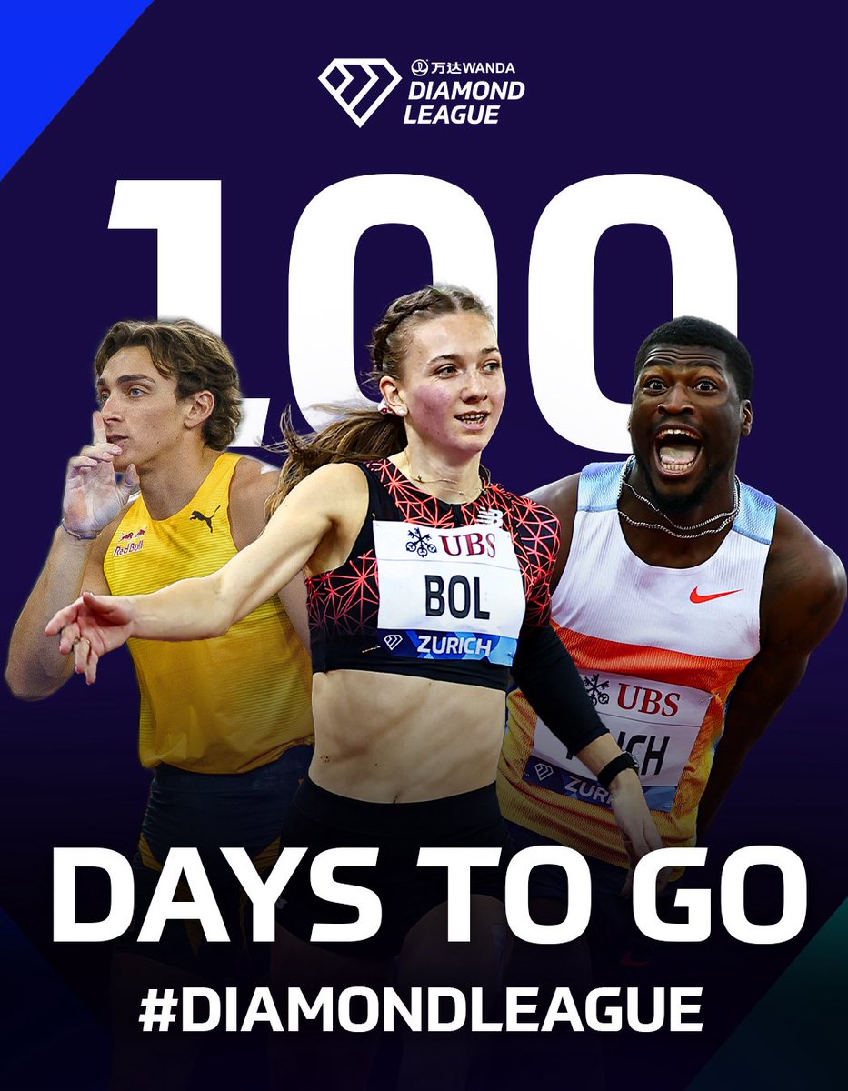 Diamond_League's tweet image. Time to start counting down the days 💎

We are 1️⃣0️⃣0️⃣ days away from kickstarting the 2026 #DiamondLeague season ⏳