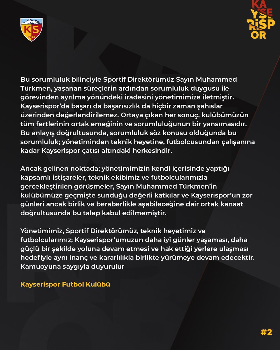 KayserisporFK's tweet photo. 📌 Kayserispor Camiası ve Kamuoyunun Dikkatine Sunarız https://t.co/CkcRh6YpNK