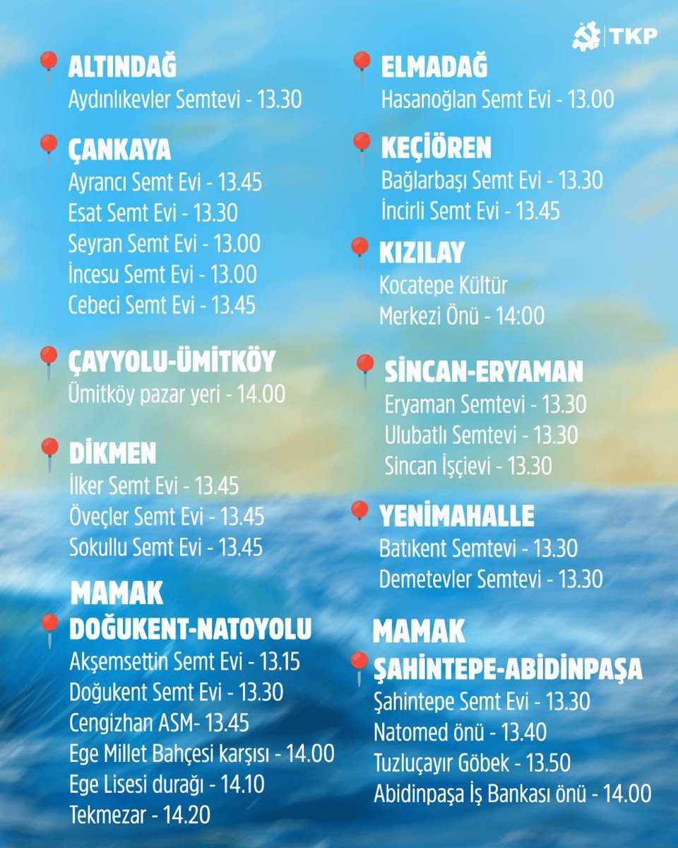 Aydınlık Türkiye'nin özlemini duyan yurttaşların bir araya geleceği etkinliğimize katılmak için 1 Şubat Pazar günü size en yakın otobüs kalkış noktasına giderek bizimle buluşabilirsiniz.
Etkinlik yeri ve başlangıç saati: 
📍 ATO Congresium
🕒 15.00
Bize ulaş, aramıza katıl,