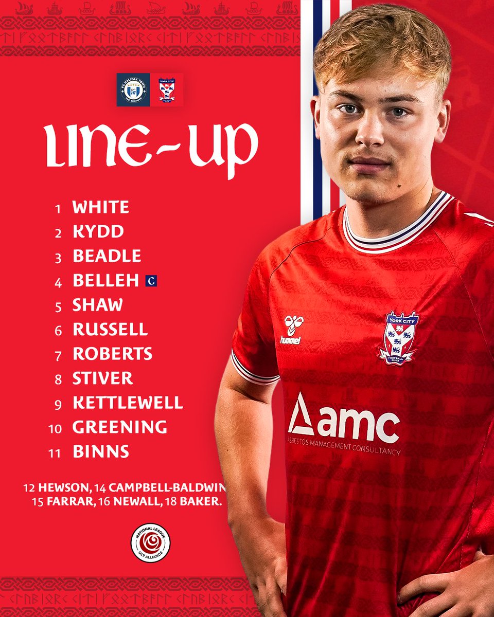 📋 Today's City line-up to take on Halifax.

#YCFC 🔴🔵