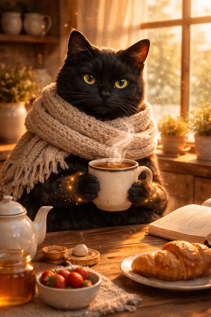 SusanDaw1's tweet image. #GoodMorningEveryone 🐈‍⬛😺💖🥶☕️☕️🥐🥐 🍯 😽 #StayWarm