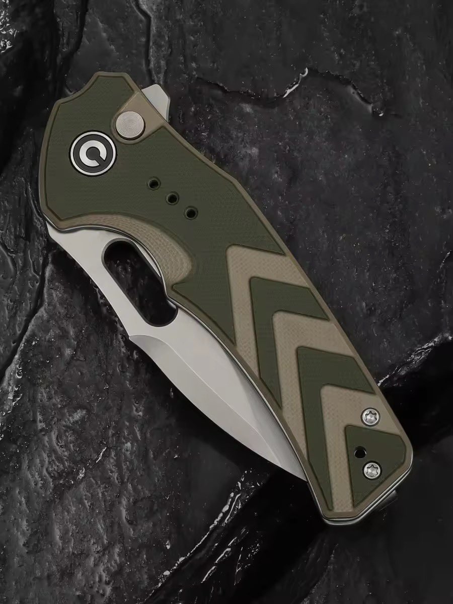 CiviviKnife's tweet image. Say hello to the CIVIVI Vexron 👋
Launching Jan. 28

Milled Green &amp;amp; Tan G10
2.98" stonewashed 14C28N
Button lock for easy, secure action

Overall Length: 7.23" / 183.6mm
Closed Length: 4.24" / 107.8mm
#CIVIVI #civiviknife #newgear #KnifeLife