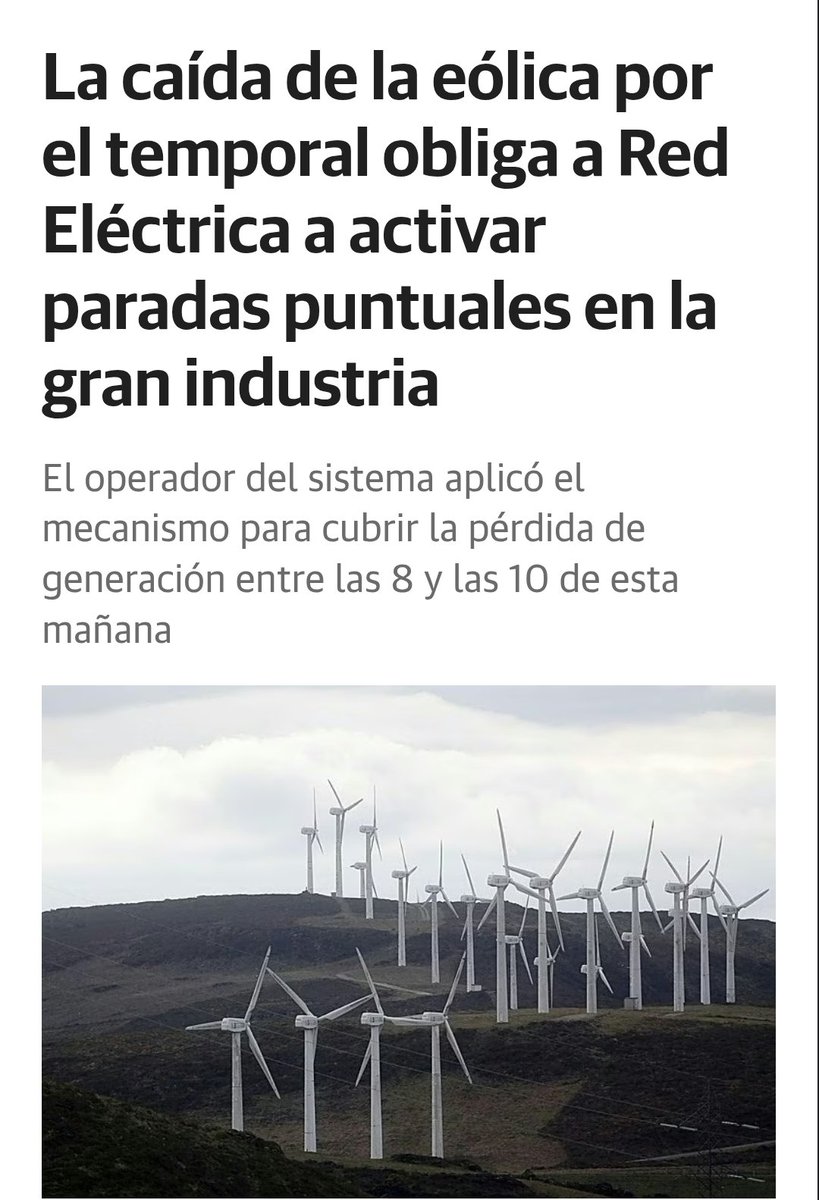 📢Las placas solares en invierno y con nieve no funcionan, los molinos tampoco y las centrales térmicas las han dinamitado.😵‍💫
Qué puede salir mal🙈