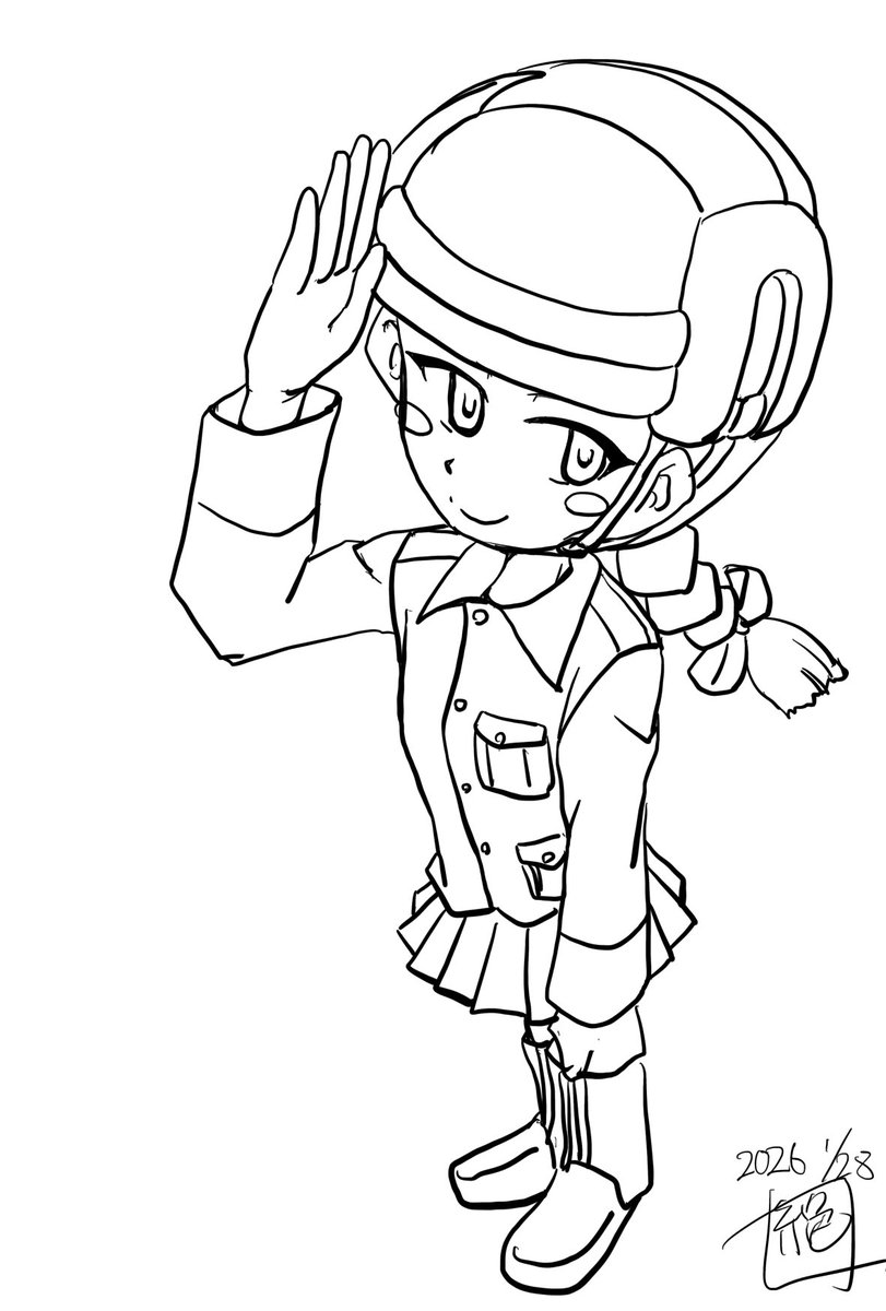 本日は #平井花子生誕祭2026 でありました!
お誕生日おめでとうございます‼︎
なんとかギリ
線画だけで申し訳無いんだけれど…
#平井花子生誕祭 
#ガルパン 