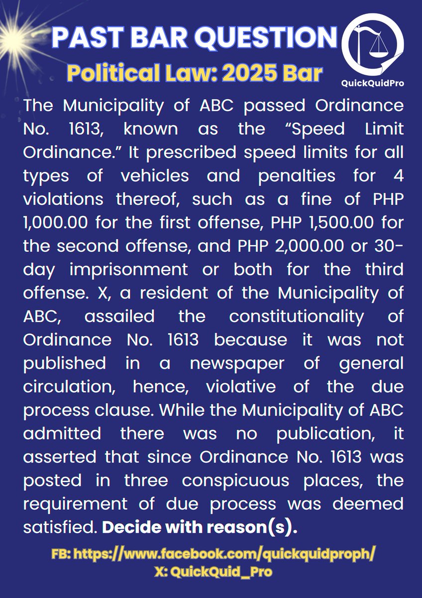 QuickQuid_Pro's tweet image. QuickQuid Pro Weekly Bar Questions ⚖️ Political Law (2025 Bar) 📖

See: facebook.com/quickquidproph/

#AweSAMbar2026 
#StrivewithHopeandGrit
#SuccessAchievedthroughMerit 💛