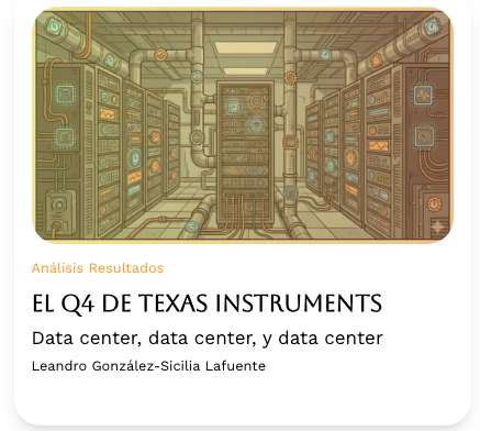 Publicado análisis de resultados de $TXN: 'Data center, data center, y data center.'

Está siendo una recuperacion atípica para TI, pero data center se está convirtiendo en una parte central de la historia.

🔗 en bio!