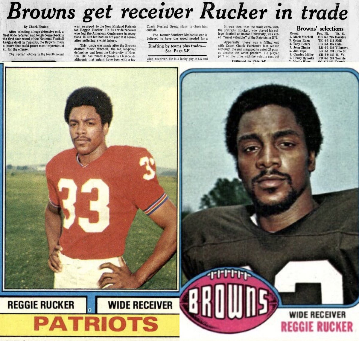MrCleveland_216's tweet image. January 28, 1975: Reggie Arrives🏈

Browns acquire WR Reggie Rucker from Patriots for 4th Rnd pick

#DawgPound

Reggie not happy w/ trade at time but had a great 7 yrs in Cleveland

7th/8th place all-time Brownies history in catches, yds, TDs

#Reggie 3️⃣3️⃣